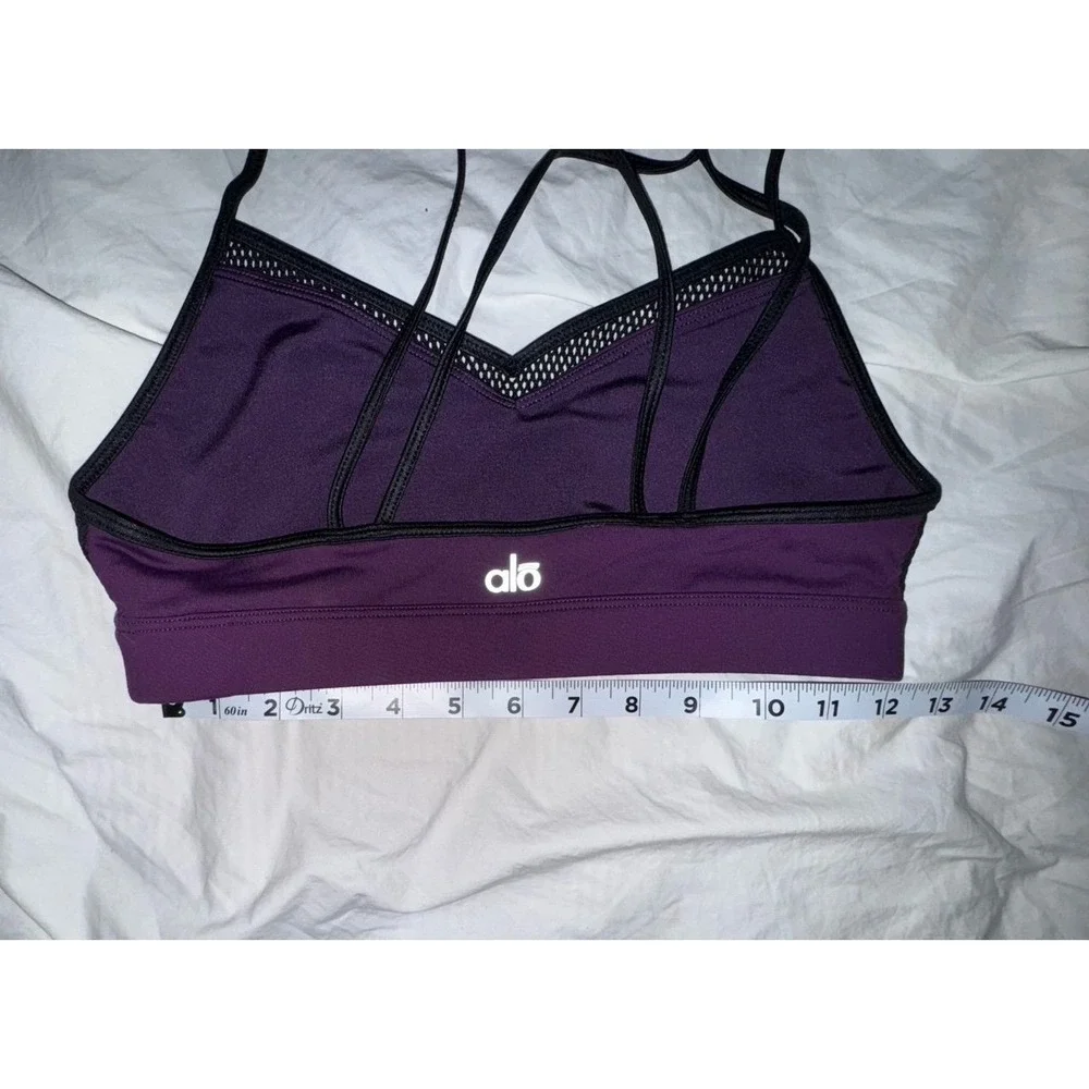 Alo purple and black Sports‎ Bra with mesh overlay size small